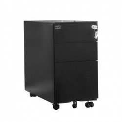 Контейнер RFG, метален, с три чекмеджета и ключ, 300 х 600 х 560 mm, черен - Rfg