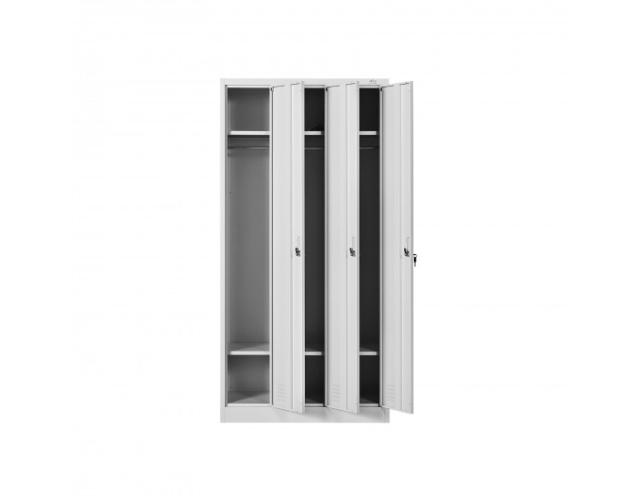 Гардероб RFG, метален, троен, 90 х 45 х 185 cm, сив