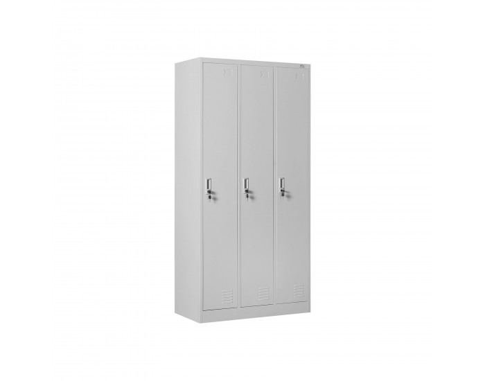 Гардероб RFG, метален, троен, 90 х 45 х 185 cm, сив