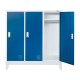Гардероб RFG, метален, троен, с три врати, 120 х 40 х 120 cm, бял, със сини врати