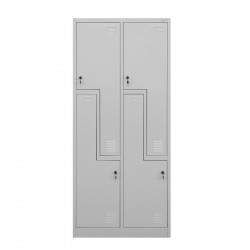 Гардероб RFG, двоен, метален, Z-образни врати, 800 х 450 х 1850 mm, сив - Мебели от метал