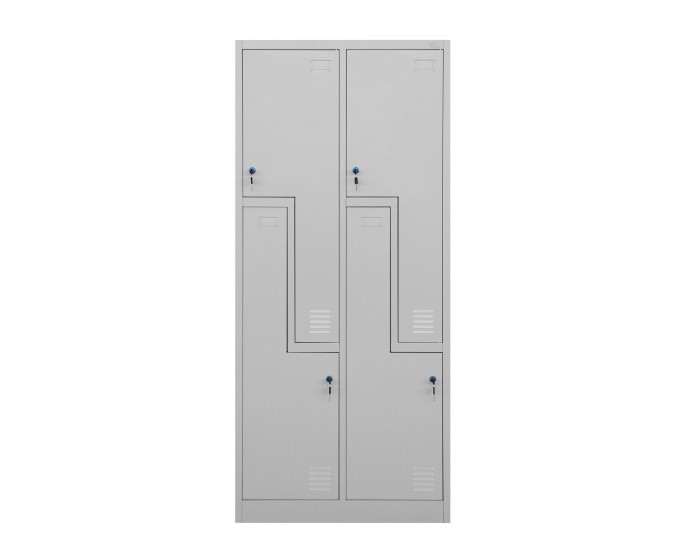 Гардероб RFG, двоен, метален, Z-образни врати, 800 х 450 х 1850 mm, сив