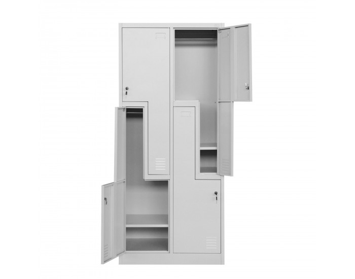 Гардероб RFG, двоен, метален, Z-образни врати, 800 х 450 х 1850 mm, сив