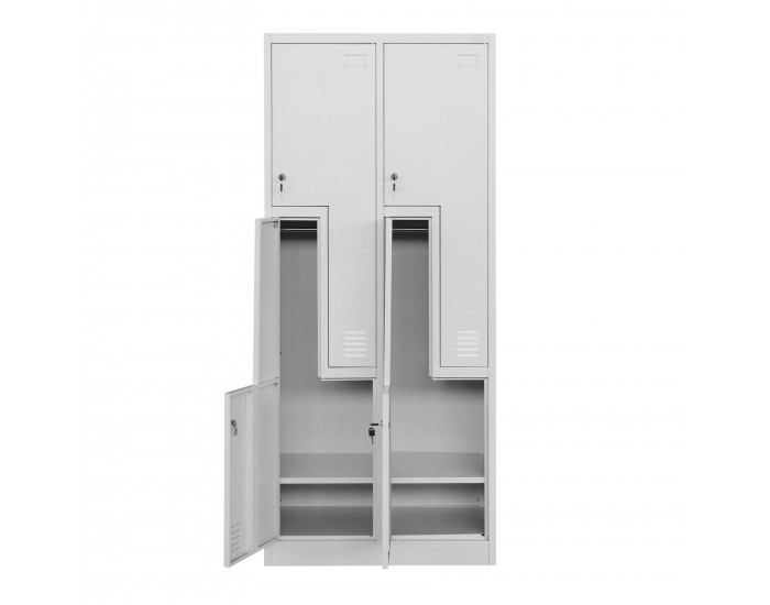 Гардероб RFG, двоен, метален, Z-образни врати, 800 х 450 х 1850 mm, сив