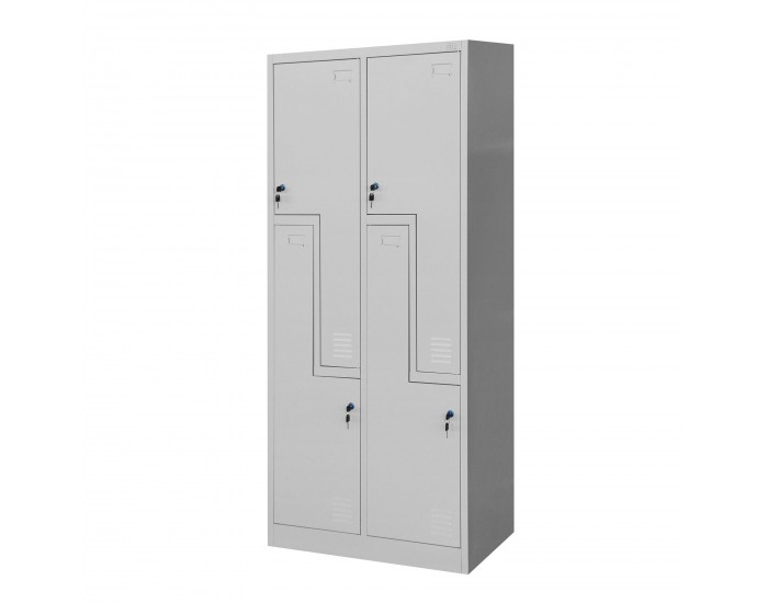 Гардероб RFG, двоен, метален, Z-образни врати, 800 х 450 х 1850 mm, сив