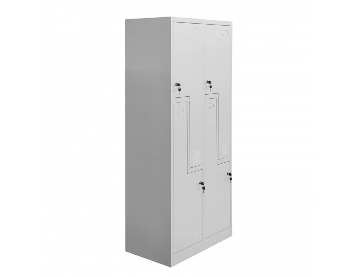 Гардероб RFG, двоен, метален, Z-образни врати, 800 х 450 х 1850 mm, сив