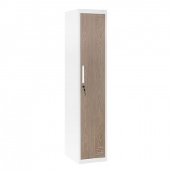 Гардероб RFG, единичен, метален, 380 х 450 х 1850 mm, кехлибарен дъб и бяло - Мебели от метал