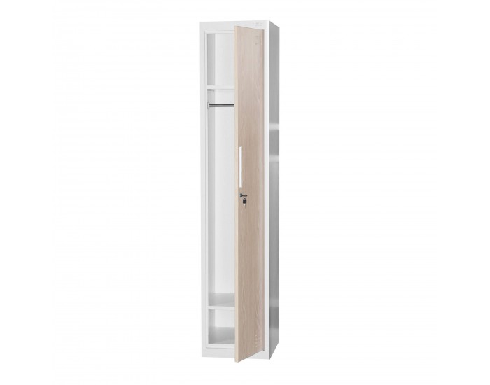 Гардероб RFG, единичен, метален, 380 х 450 х 1850 mm, кехлибарен дъб и бяло