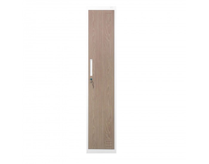 Гардероб RFG, единичен, метален, 380 х 450 х 1850 mm, кехлибарен дъб и бяло