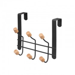 Закачалка за врата Berilo Knobs, 6 куки, черна - Мебели от метал