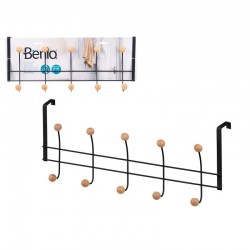 Закачалка за врата Berilo, 10 куки, черна - Мебели от метал
