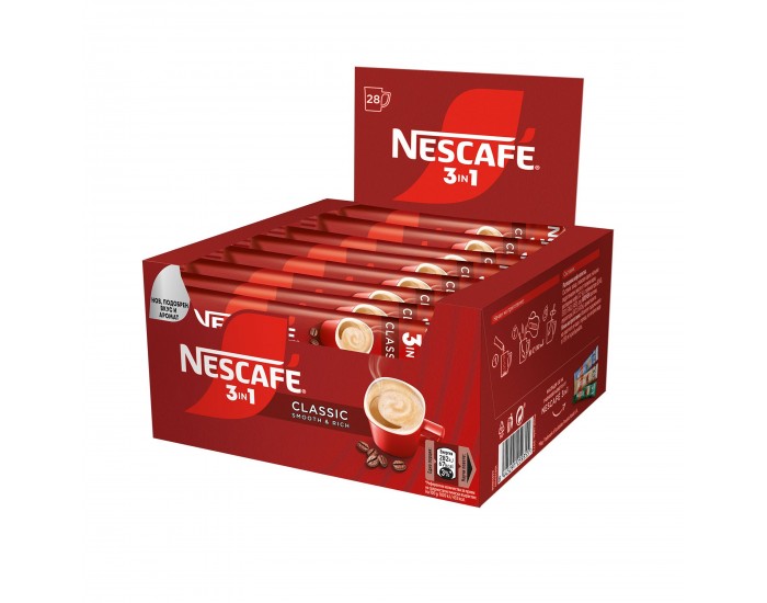 Nescafé Разтворимо кафе 3in1 Classic, 16.5 g, в пакетче, 28 броя