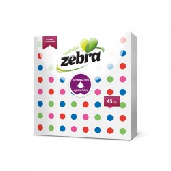 Салфетки Zebra, на точки, еднопластови, 45 броя - Zebra