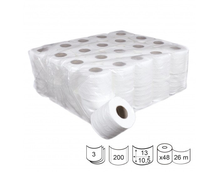 Тоалетна хартия, трипластова, целулозна, 100 g, 24 броя