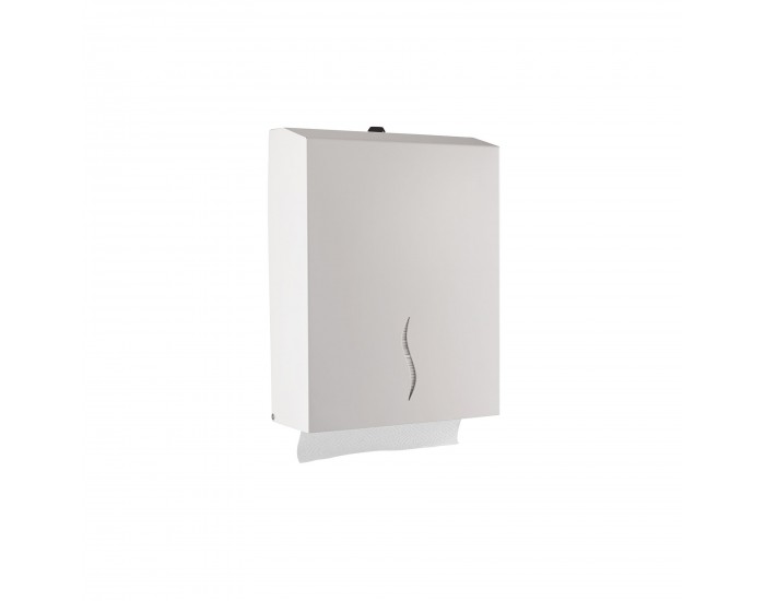 Диспенсър за кърпи за ръце Dayco, с V-сгъвка, 27 х 12 х 21 cm, бял, за 300 кърпи