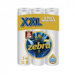 Кухненска ролка Zebra XXL, трипластова 90 къса, 12 броя - Zebra