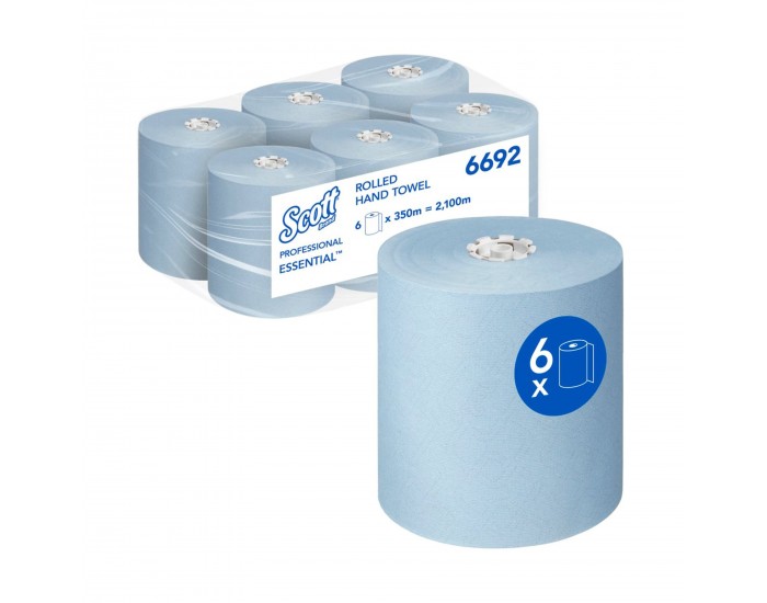 Кърпи за ръце Kimberly-Clark Scott Essential 6692, на ролка, 350 m, сини, 6 броя