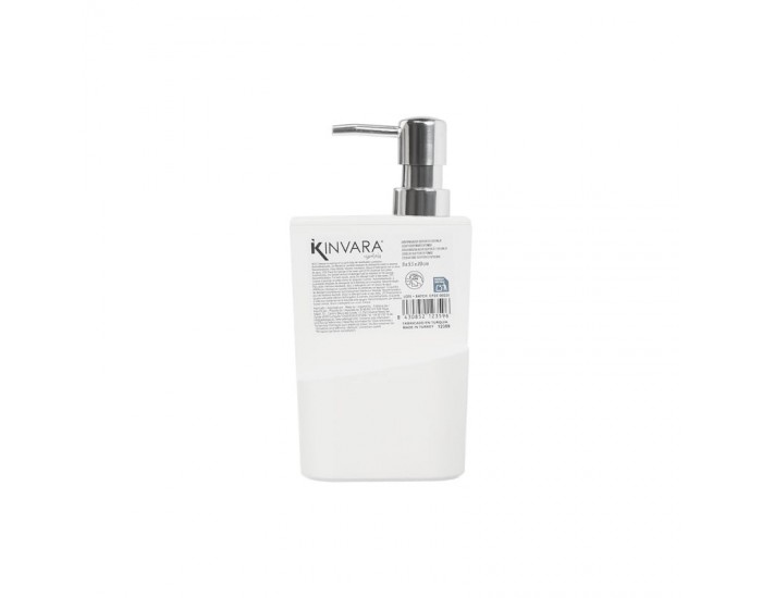 Диспенсър Kinvara, с поставка за гъба, 650 ml, бял