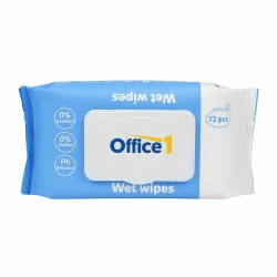 Мокри кърпи Office 1, с капак, 72 броя - Продукти за баня и WC