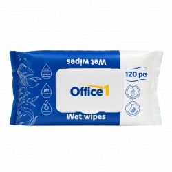 Мокри кърпи Office 1 Jumbo, с капак, 120 броя - Продукти за баня и WC