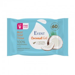 Тоалетна хартия Event, влажна, с масло от кокос, 60 къса - Продукти за баня и WC