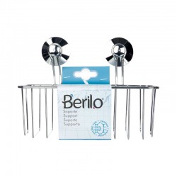 Поставка за баня Berilo, стенна, правоъгълна, метална, с вакуум, сребриста - Почистване и Дезинфекция