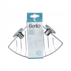 Поставка за баня Berilo, стенна, ъглова, метална, с вакуум, сребриста - Почистване и Дезинфекция