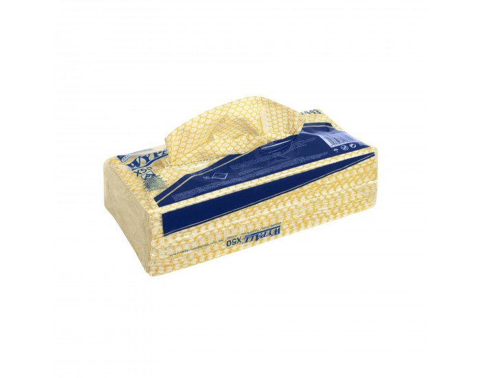 Кърпа Kimberly-Clark WypAll X50 7443, 41.8 х 24.7 cm, жълта, 50 броя