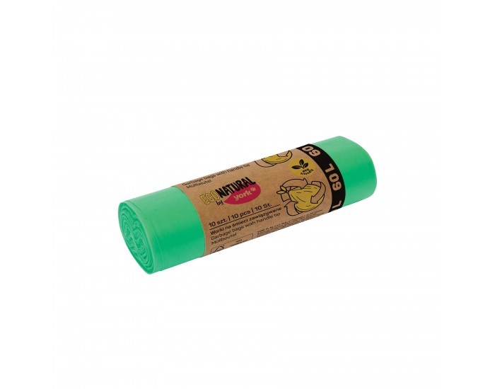 Торби за смет York Eco Natural, с връзка, 60 L, 10 броя