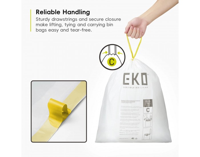 Торби за смет Eko, тип C, с връзка, 10-15 L, 20 броя