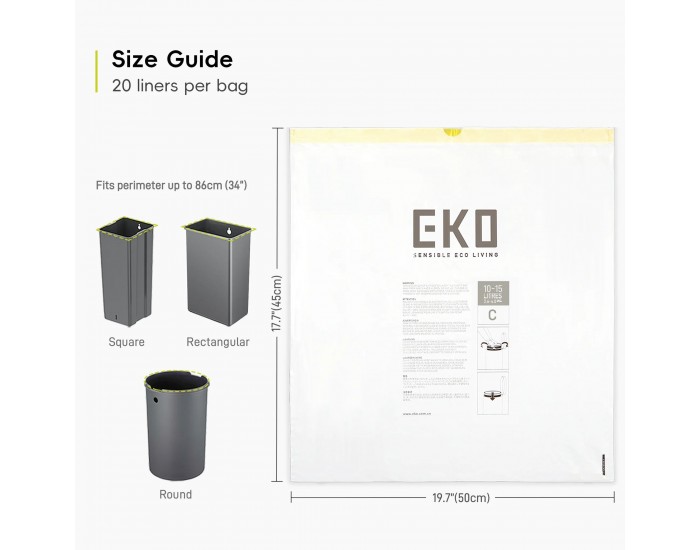 Торби за смет Eko, тип C, с връзка, 10-15 L, 20 броя