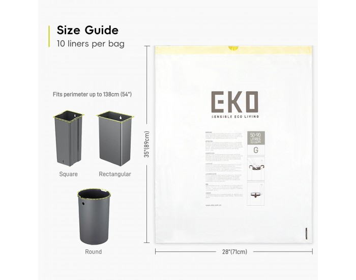 Торби за смет Eko, тип G, с връзка, 50-90 L, 10 броя