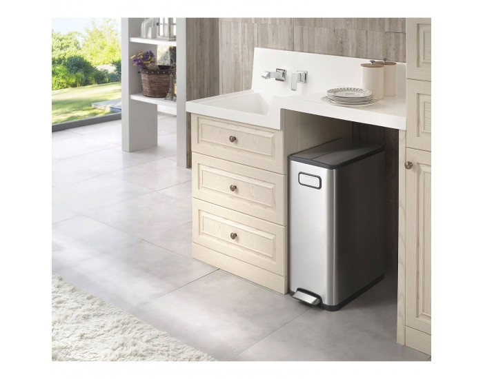 Кош за отпадъци Eko Ecofly, с педал и скрити колела, 45 L