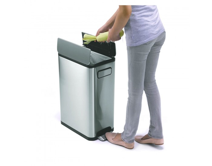Кош за отпадъци Eko Ecofly, с педал и скрити колела, 45 L