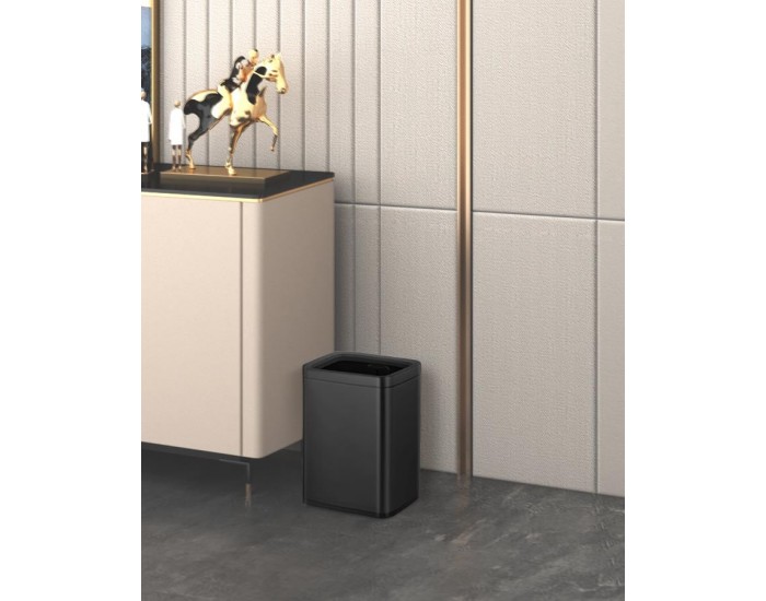 Кош за отпадъци Eko Laguna, без капак, 8 L, черен, 23 х 18 х 35 cm
