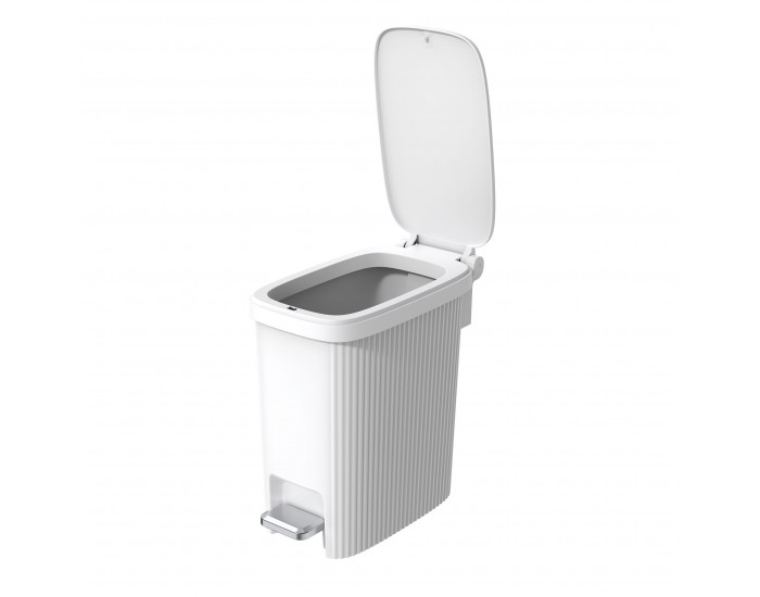 Кош за отпадъци Eko Touchgo, с педал, 10 L, бял
