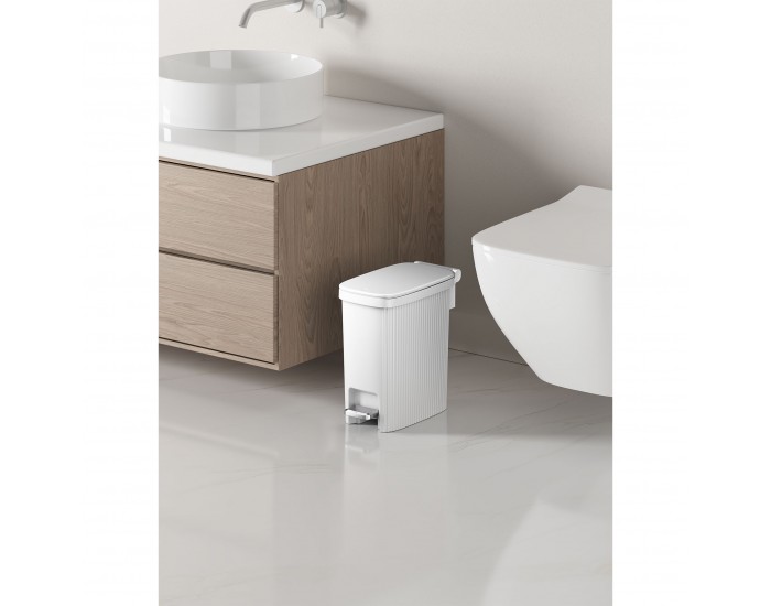 Кош за отпадъци Eko Touchgo, с педал, 10 L, бял