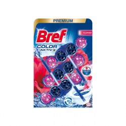 Ароматизатор за тоалетна Bref Color Active, свежи цветя, 3 х 50 g - Bref
