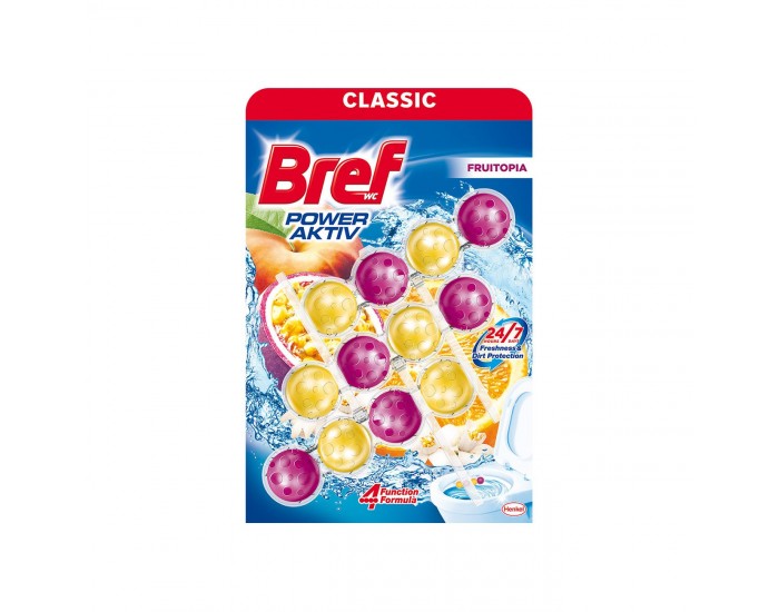 Ароматизатор за тоалетна Bref Power Aktiv, Fruitopia, 3 х 50 g