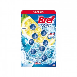 Ароматизатор за тоалетна Bref Power Aktiv, лимон и океан, 4 х 50 g - Bref