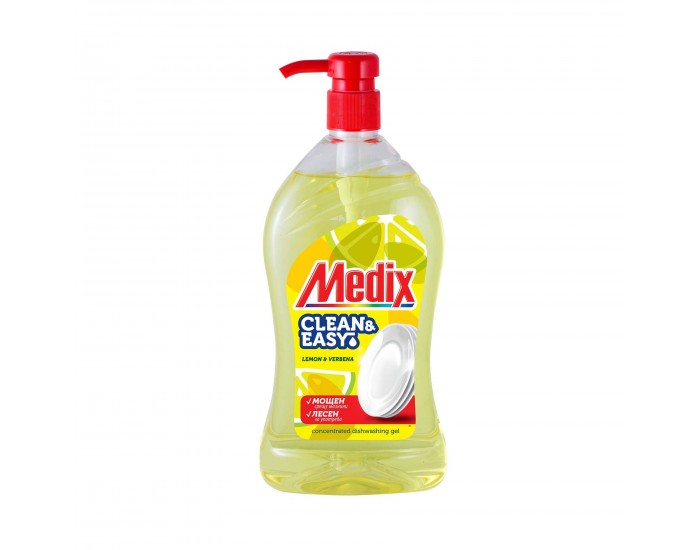 Препарат за миене на съдове Medix Clean & Easy, с помпа, жълт, 800 ml
