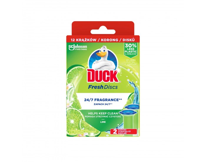 Ароматизатор за тоалетна Duck Fresh Discs, гел, пълнител, лайм, 36 ml, 2 броя