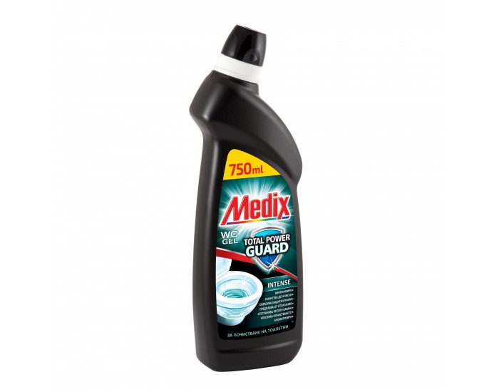 Препарат за почистване на тоалетни Medix Total Power Guard Intense, гел, черен, 750 ml