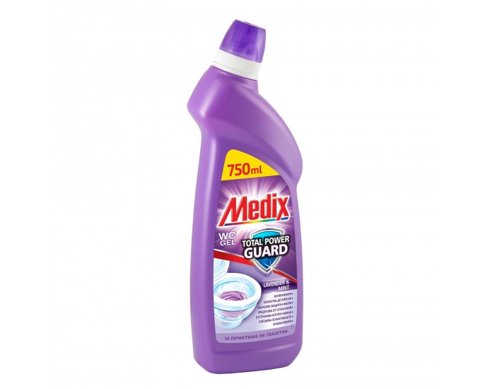 Препарат за почистване на тоалетна Medix Total Power Guard, лавандула, 750 ml, лилав