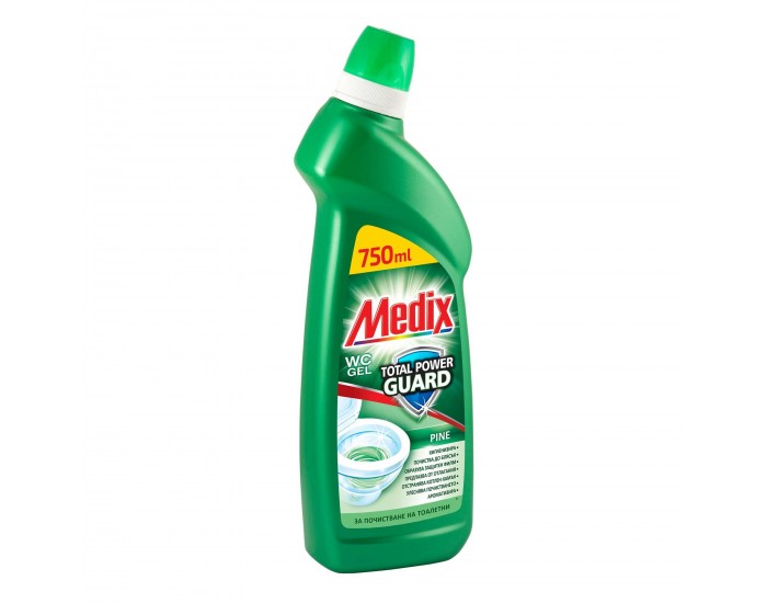 Препарат за почистване на тоалетна Medix Total Power Guard, бор, 750 ml, тъмнозелен