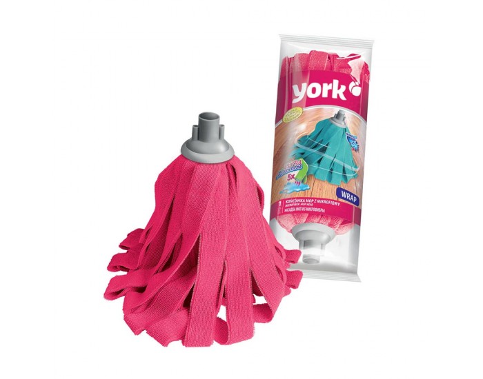 Моп York, с микрофибърни ленти, 200 g, конусовидна резба, асорти