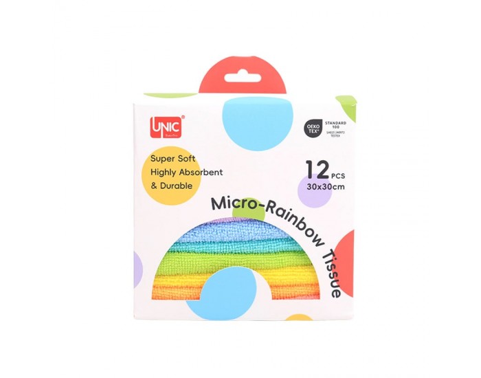 Кърпа Unic Rainbow, микрофибърна, универсална, 30 x 30 cm, 12 броя