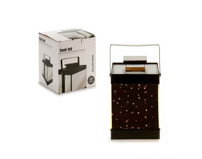 Фенер Giftdecor, 10 LED диода, метален, малък, черен