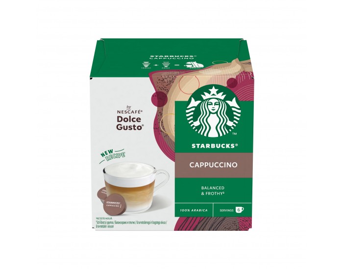 Nescafé Dolce Gusto Кафе капсула Starbucks, Cappuccino, 12 броя