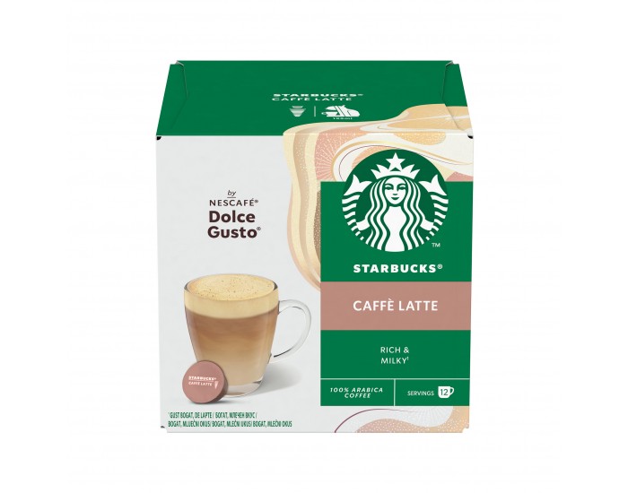 Nescafé Dolce Gusto Кафе капсула Starbucks, Caffe Latte, 12 броя